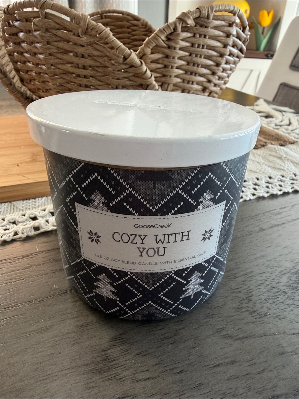 Goose Creek Cozy With You Black & White Decorative Candle